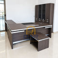 Bureau de direction moderne 2,20 m en MDF avec retour et rangements – DAR MOBILIER